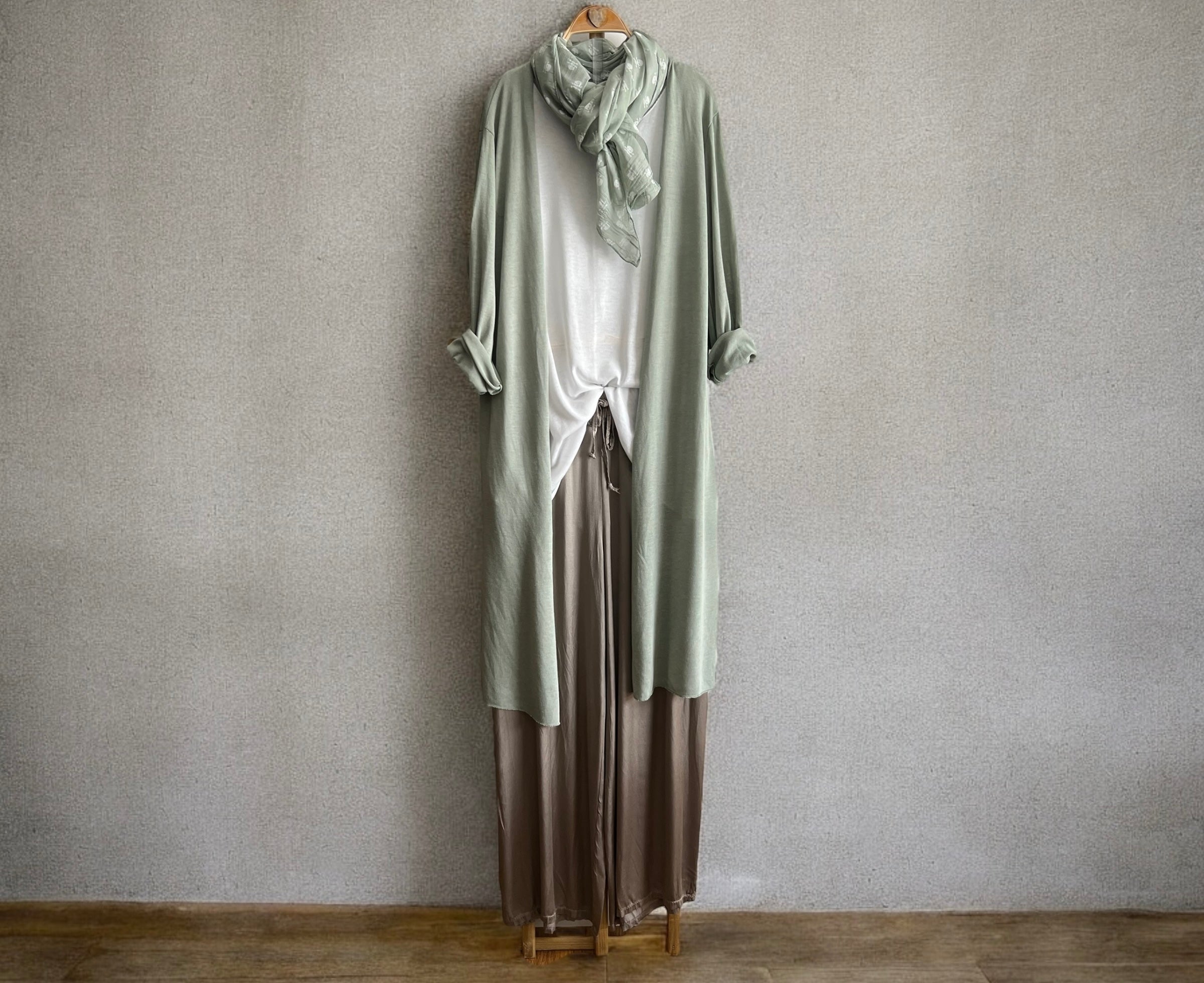 Chaqueta larga "Cassandra" verde agua