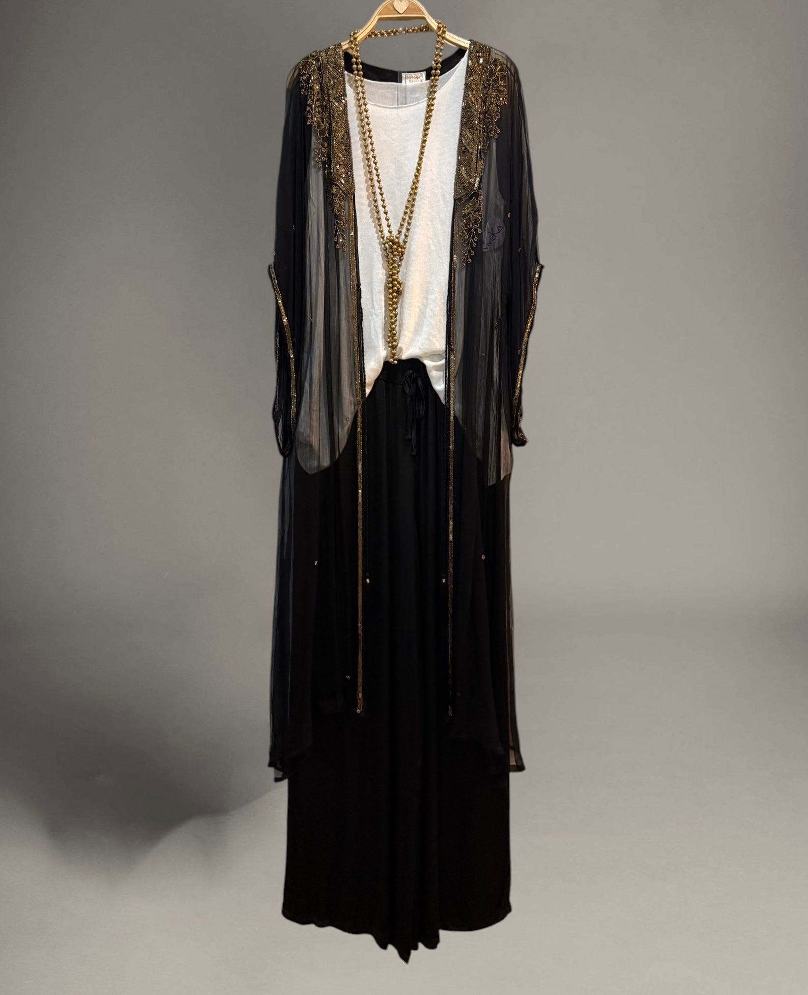 Kaftan "Sherezade" negro bordado en oro
