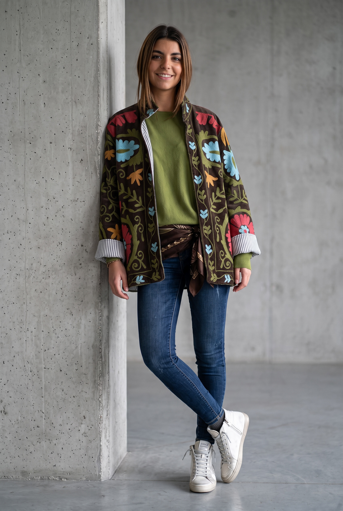 Chaqueta "Rania" topo y turquesa
