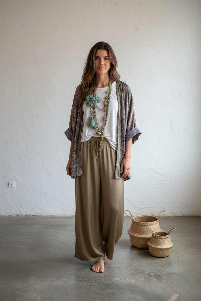 Kimono "Kira Rosas y Azules"