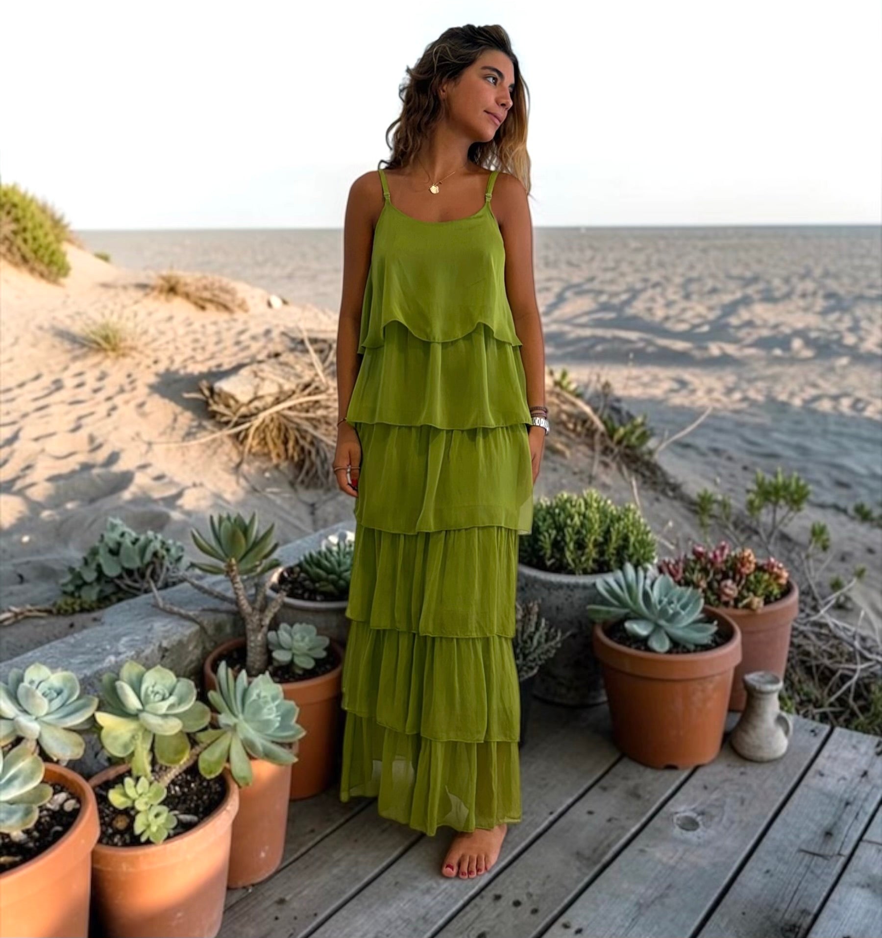 Vestido "Málaga" oliva