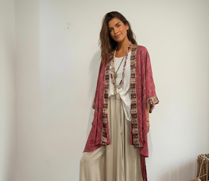 Kimono "Jaipur Rosé Crep"