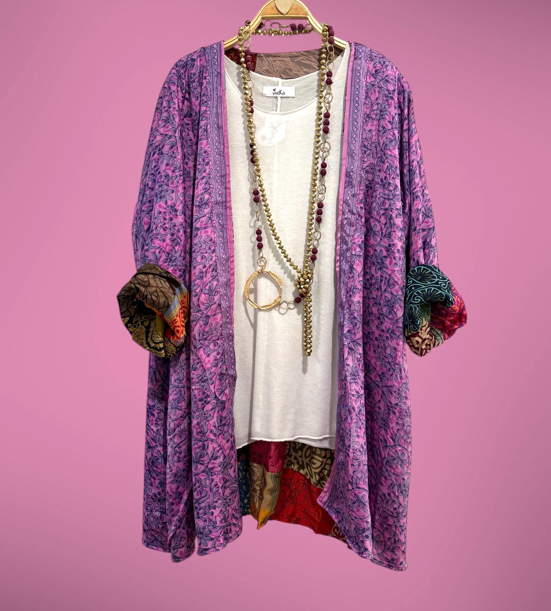 Kimono "Shalimar Patchwork y Malvas" corto