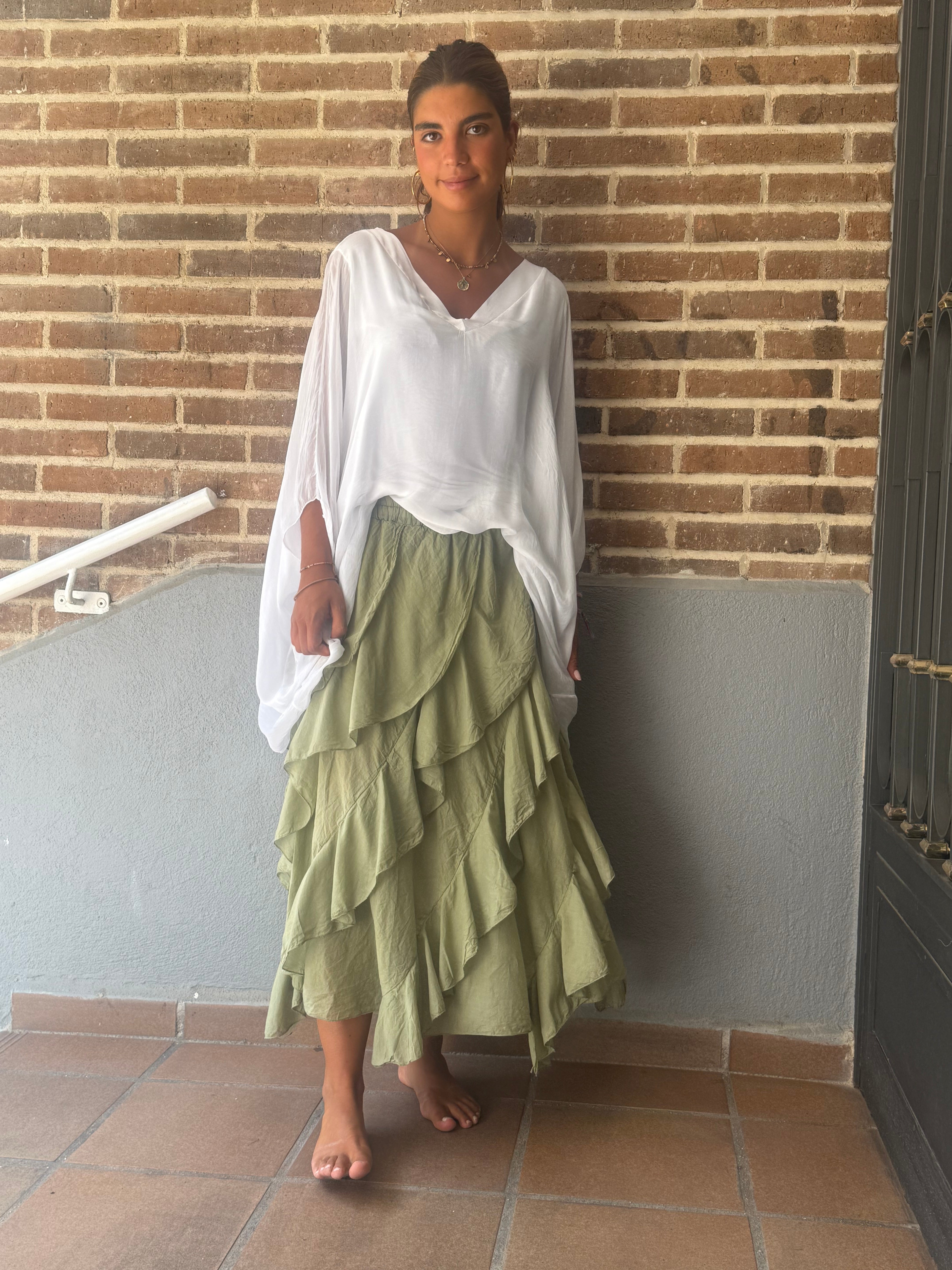 Falda "Zíngara" verde
