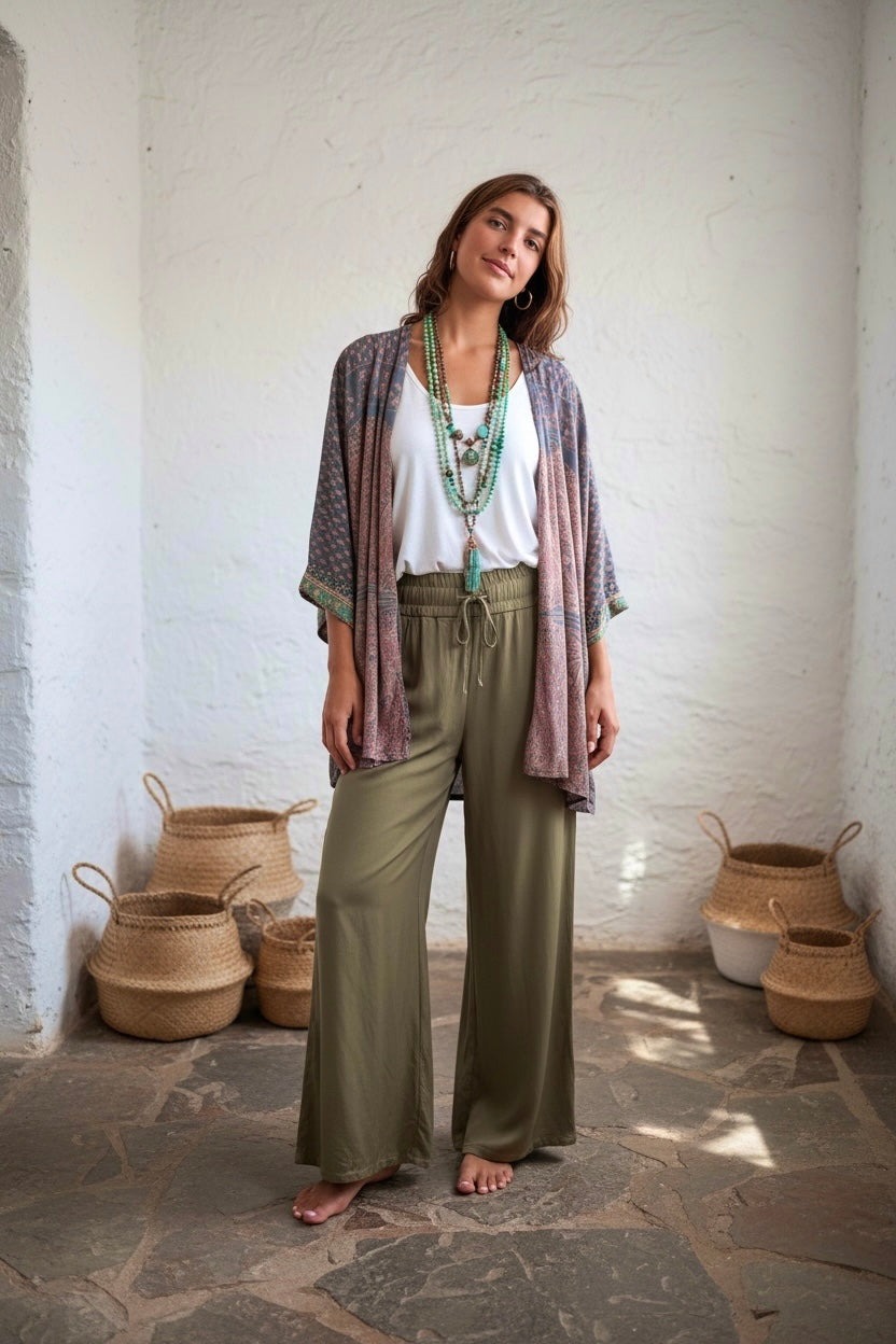 Kimono "Kira Rosas y Azules"