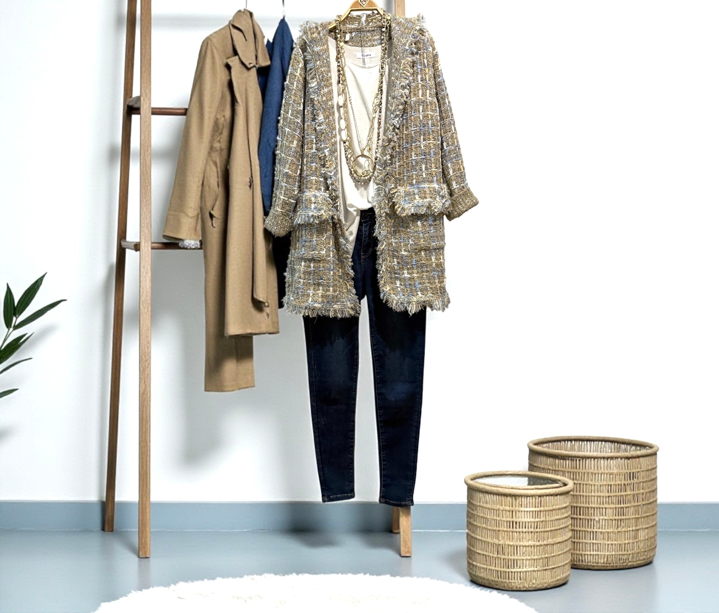 Chaqueta "Signorina" azul y arena