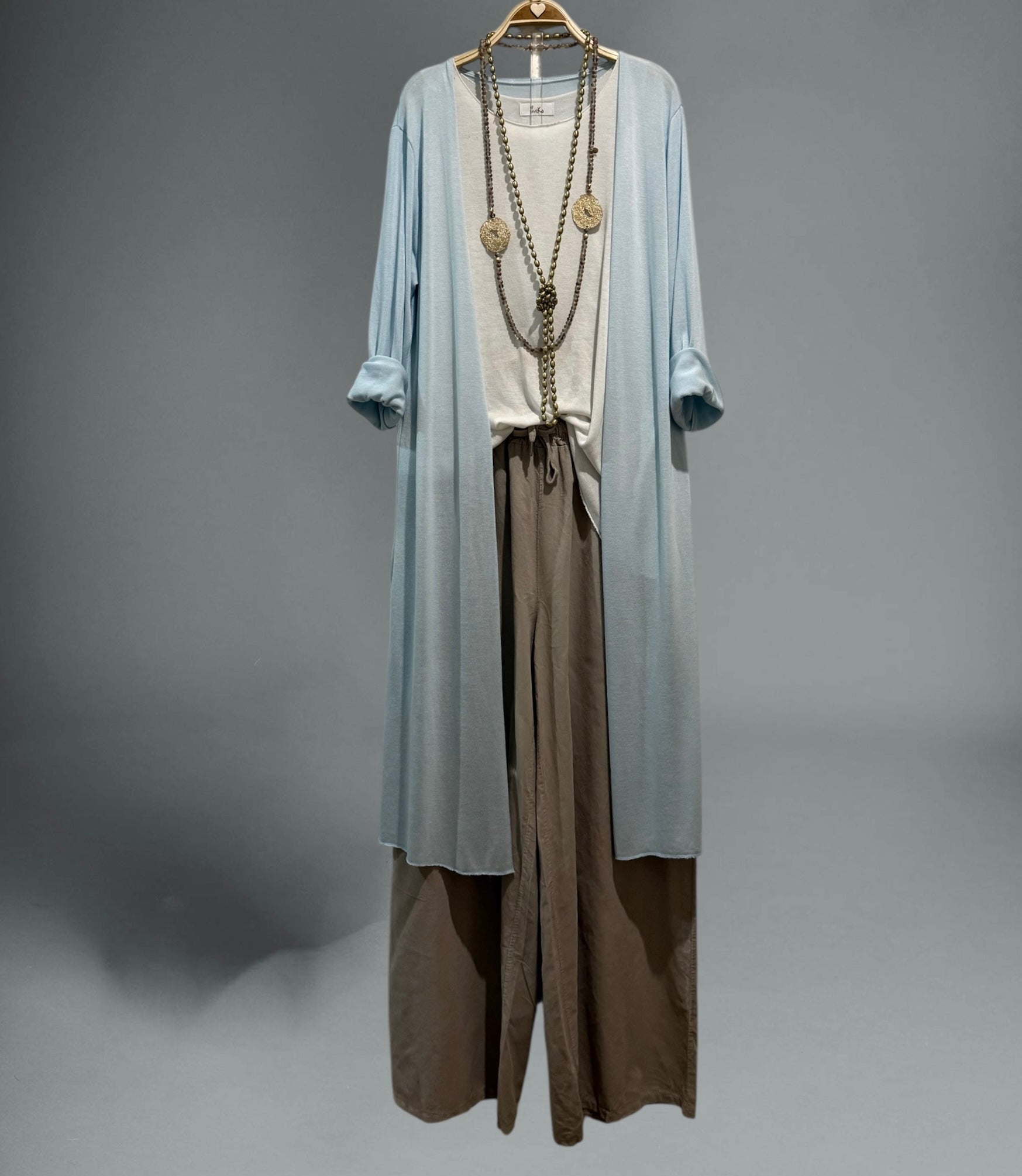 Chaqueta "Cassandra" larga celeste