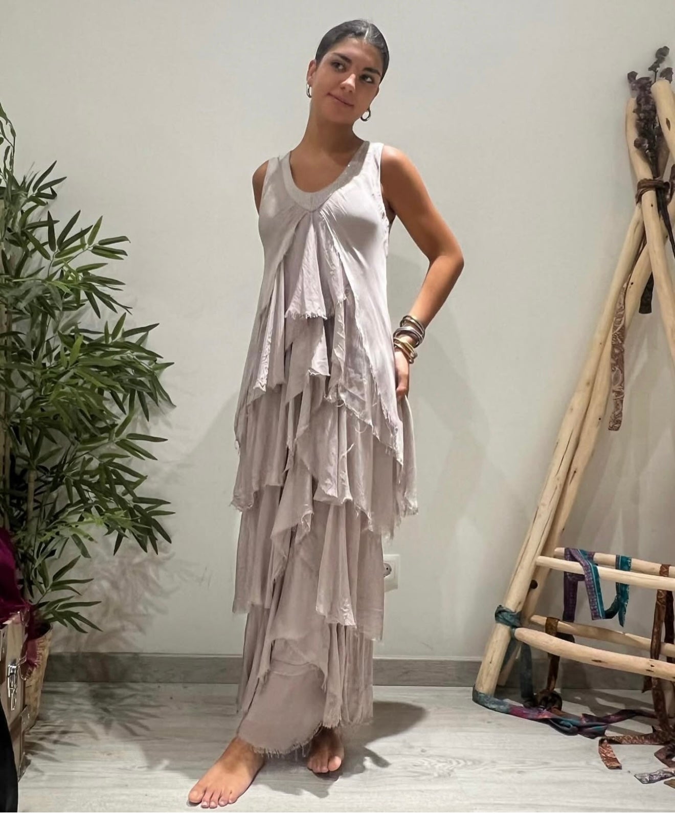 Vestido "Granada" topo clarito