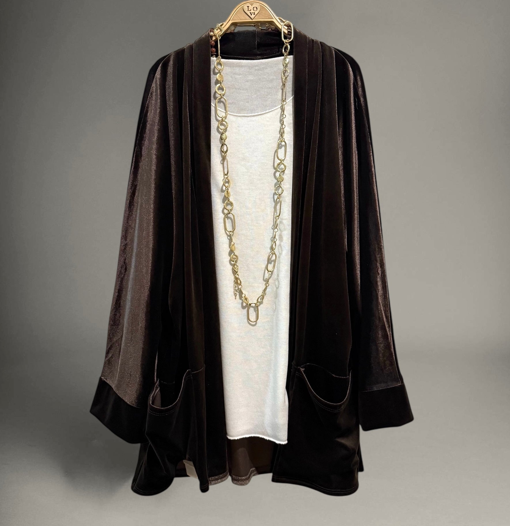 Chaqueta/kimono "Giá" marrón chocolate