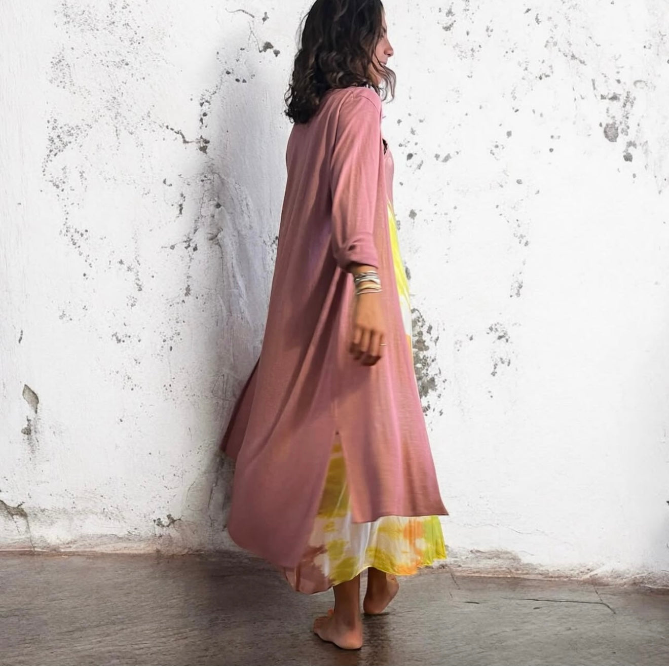 Vestido "Jasmine" tirante rosa y lima