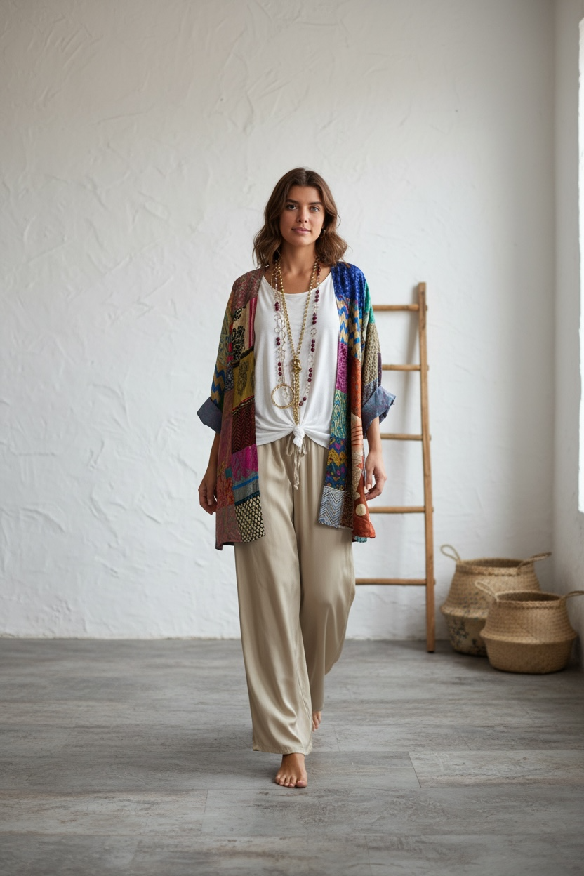 Kimono "Shalimar Patchwork Nana" corto