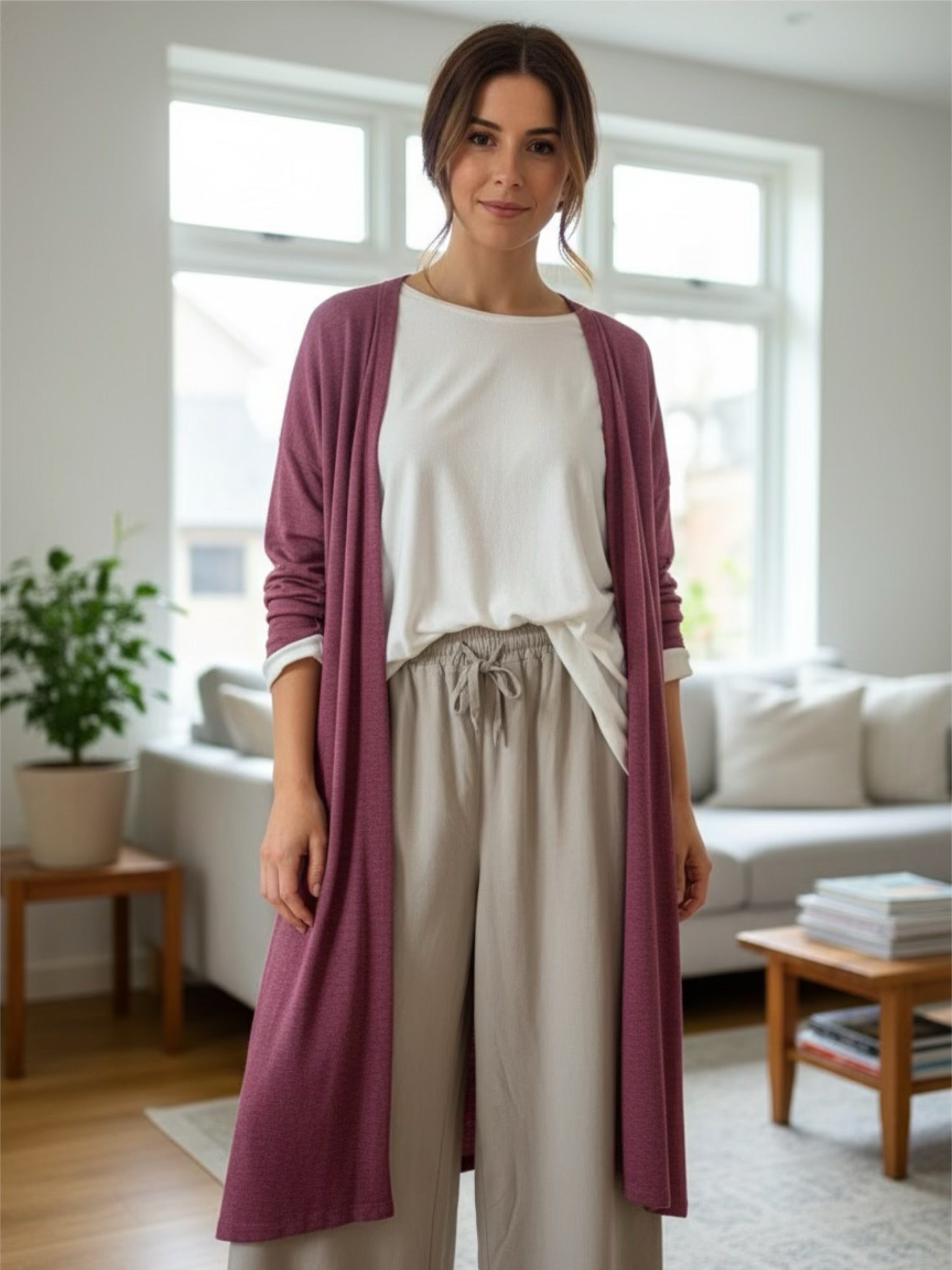 Cárdigan "Carlota" rosa crep