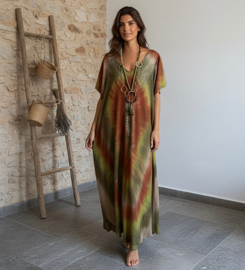 Vestido "Jasmine" tierras y verdes