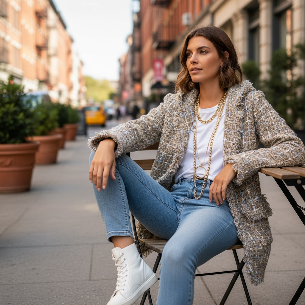 Chaqueta "Signorina" azul y arena