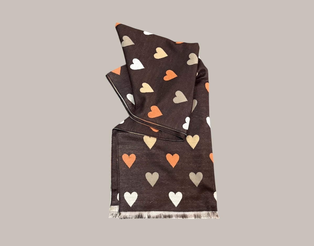Fulard "Corazones" chocolate y ocres