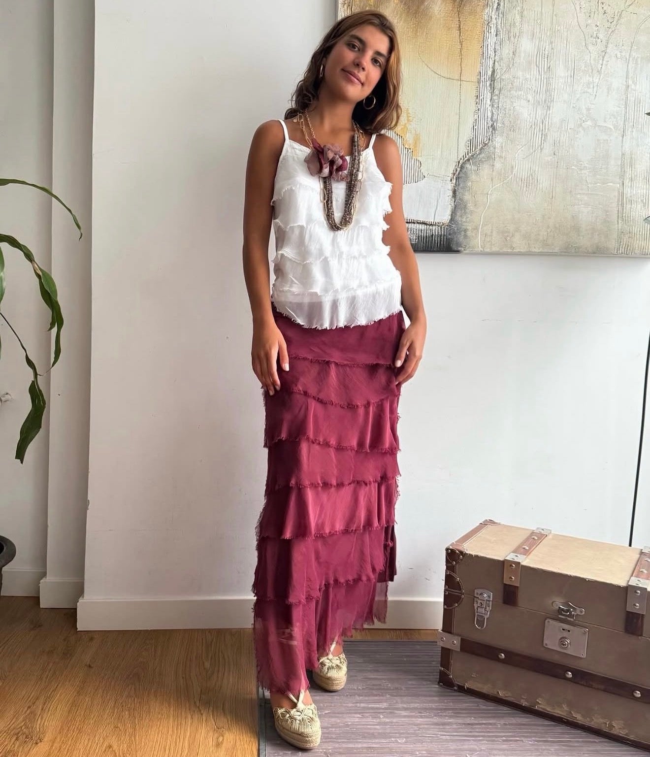 Falda "Sevilla" rubí