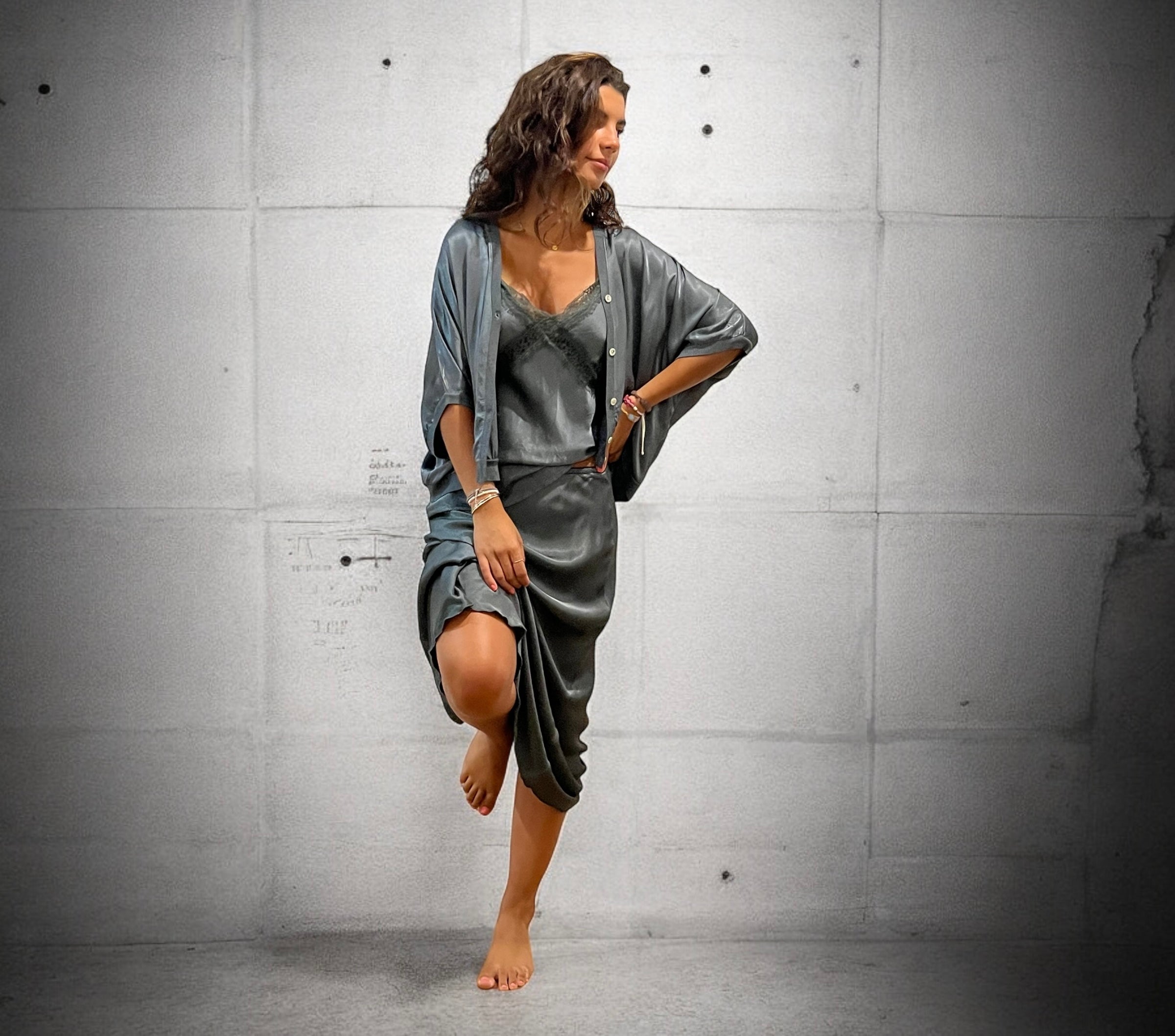 Bolero "Alma" gris cobalto