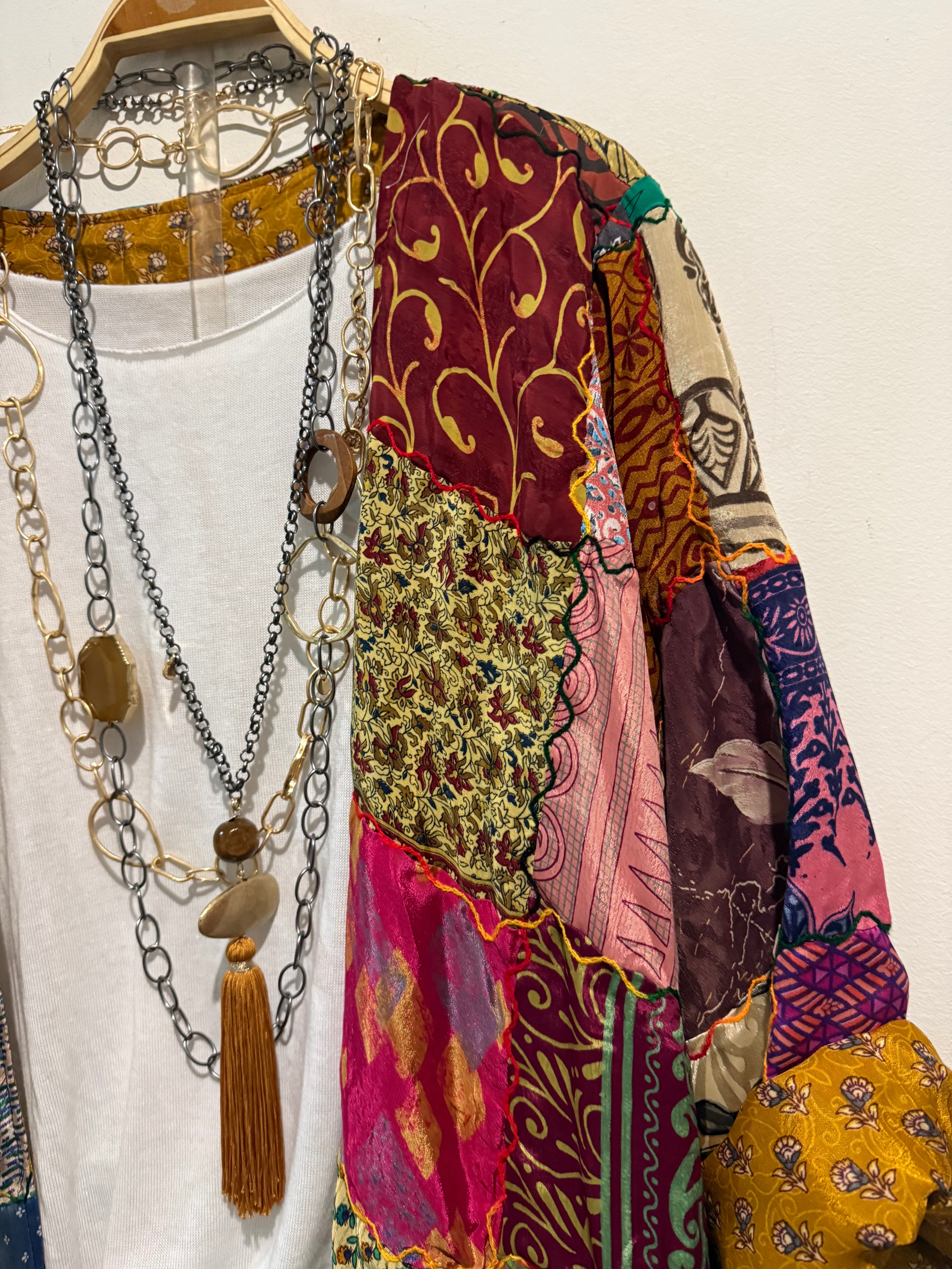 Kimono "Shalimar Patchwork Ocre" corto