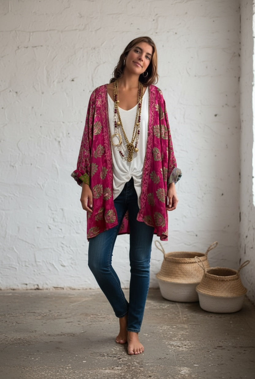 Kimono "Shalimar Patchwork y Buganvilla"