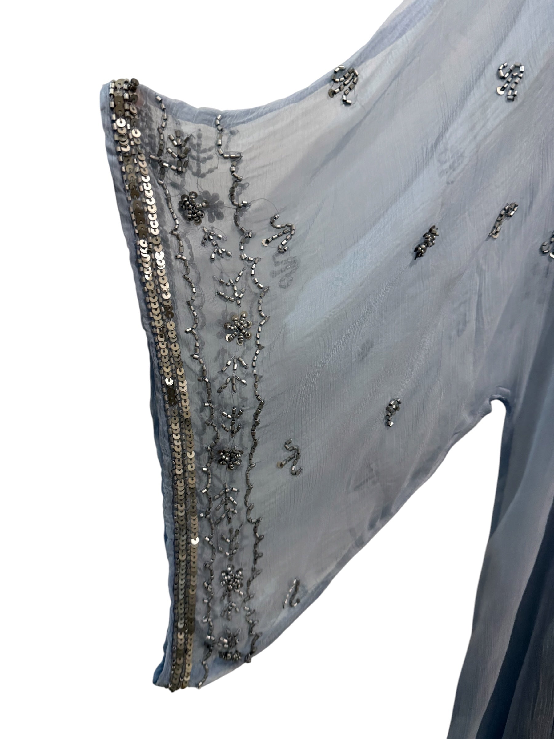 Kaftan "Sherezade Azul Claro" bordado en plata