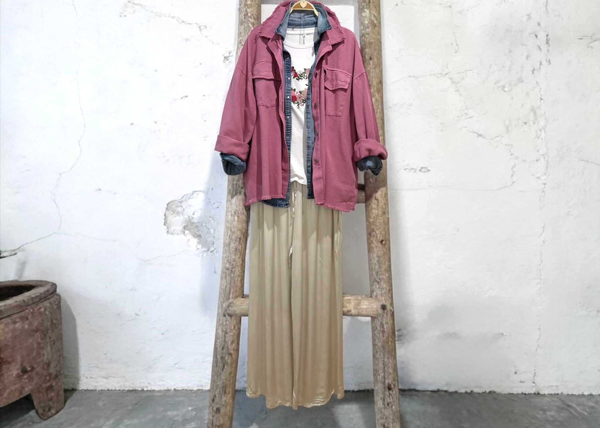 Sobrecamisa "Mafalda" rosa crep