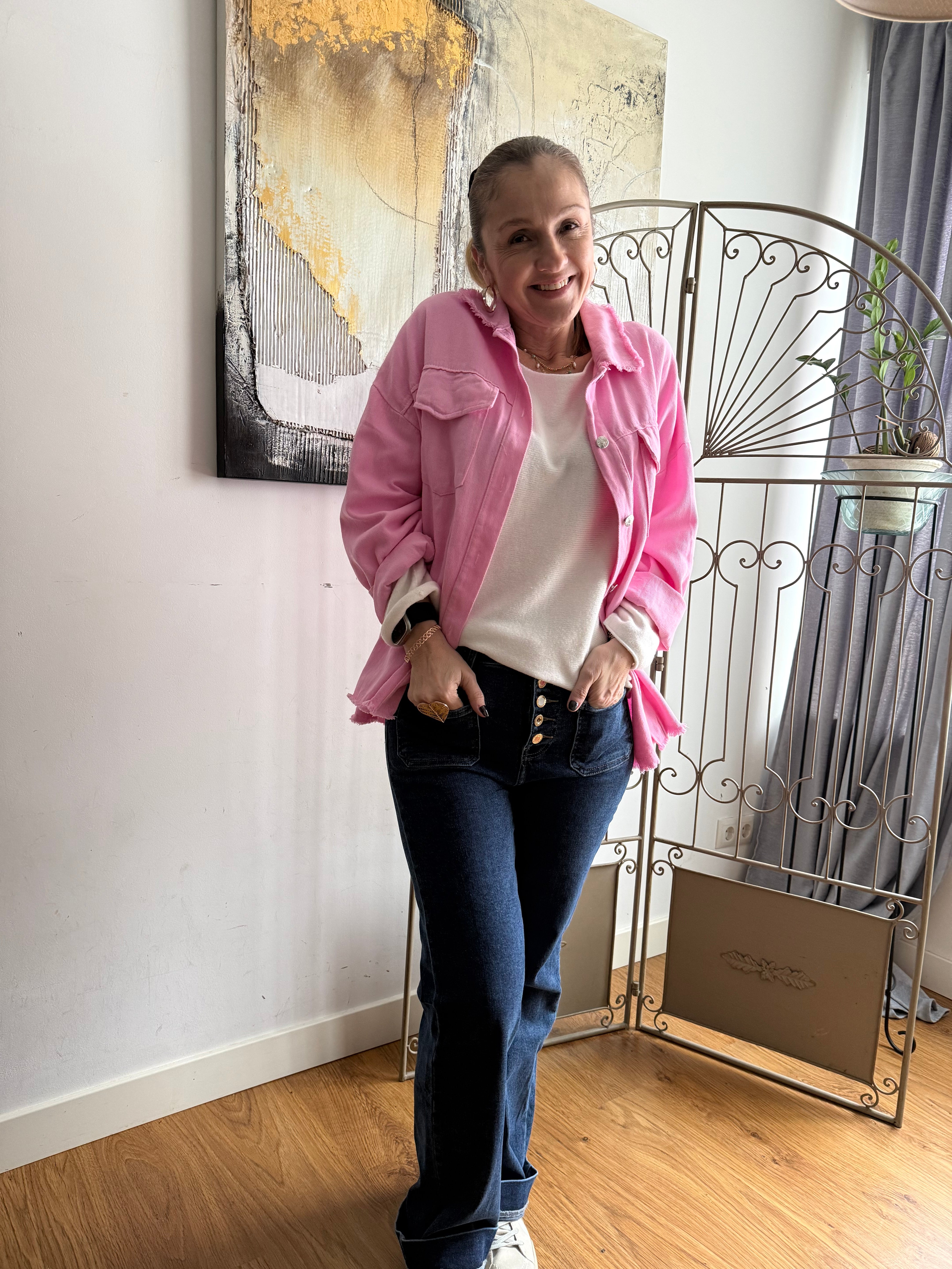 Sobrecamisa "Mafalda" rosa chicle