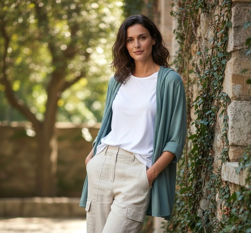 Chaqueta "Cósima" capucha verde agua