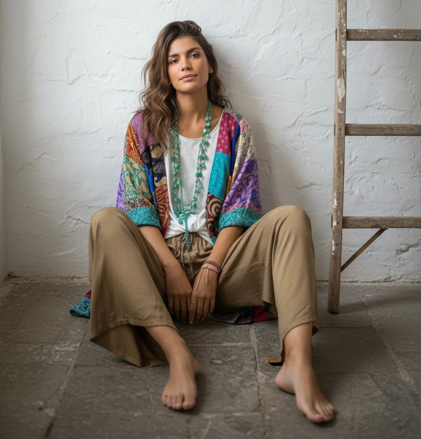 Kimono "Shalimar Patchwork y Turquesas"