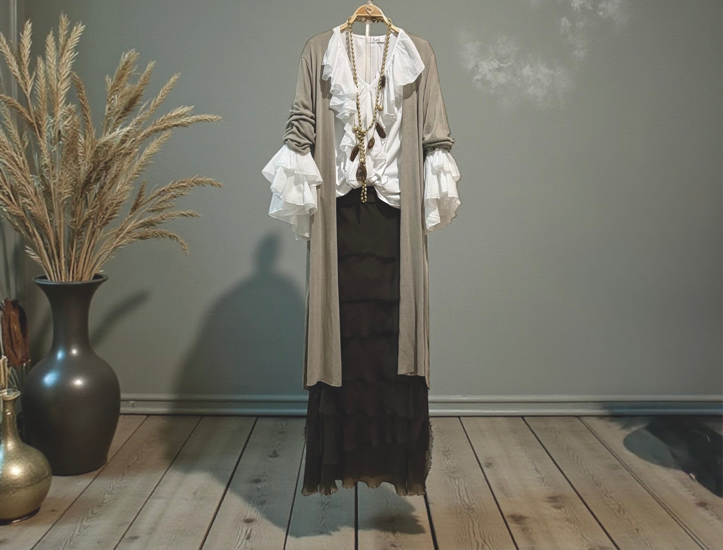 Chaqueta "Cassandra" larga topo