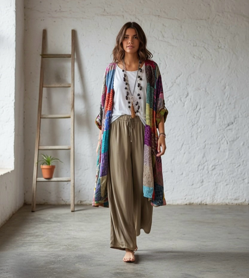 Kimono "Shalimar Patchwork y Oliva"
