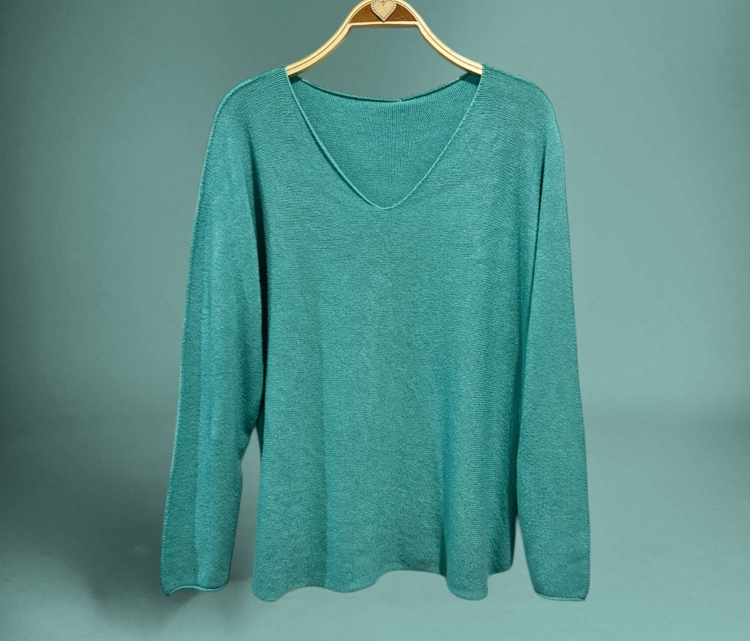 Jersey "Gemma" turquesa cuello pico