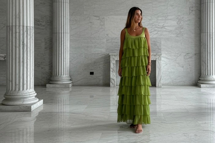 Vestido "Sevilla" oliva