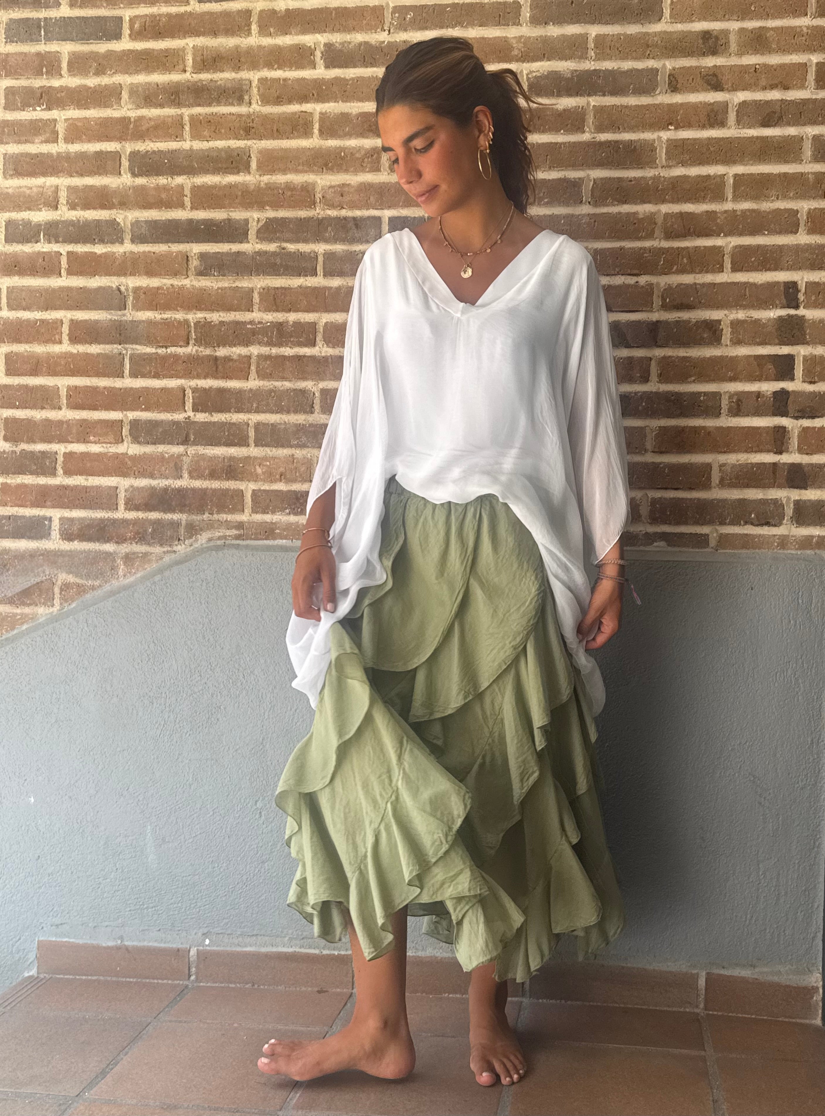 Falda "Zíngara" verde