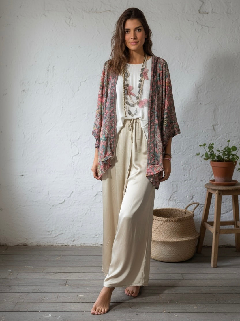 Kimono "Anaka Rosa y Gris"