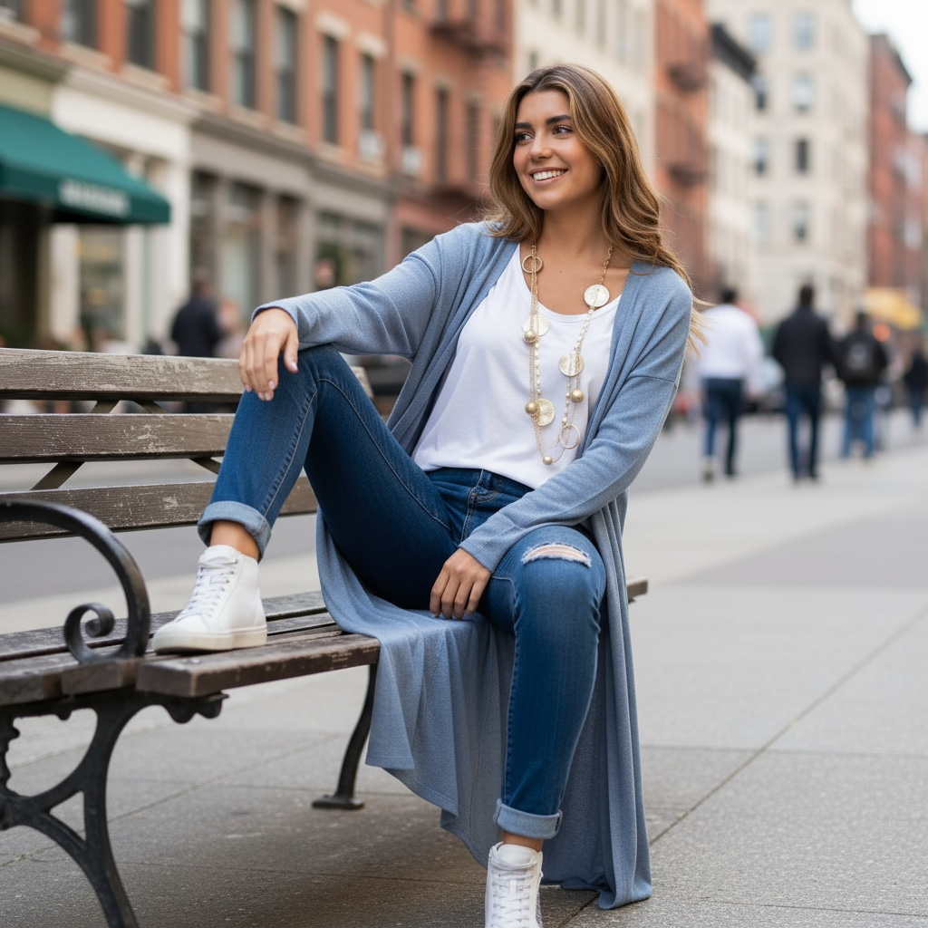 Chaqueta "Cassandra" larga azul vaquero