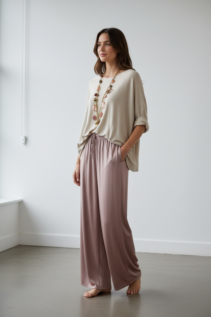 Pantalón "Mireia" rosa nude