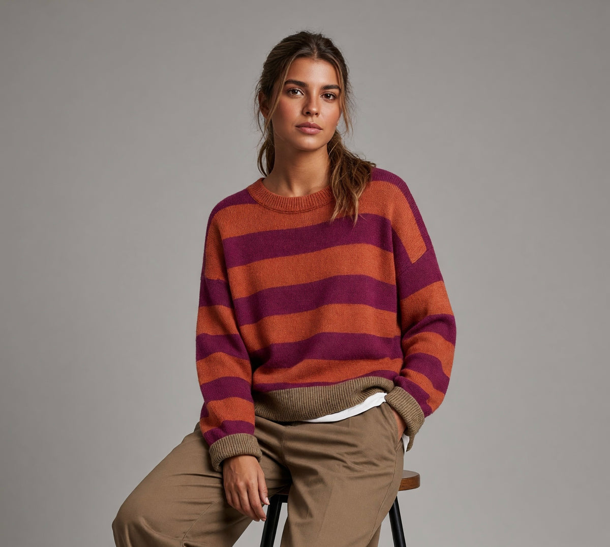 Jersey "Righe"magenta y teja