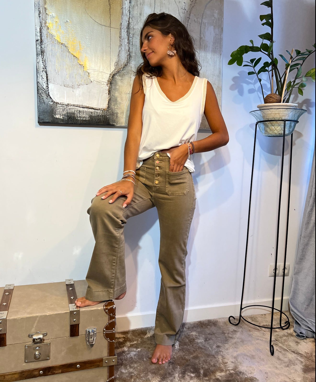 Camiseta "Mima" con ribete oro