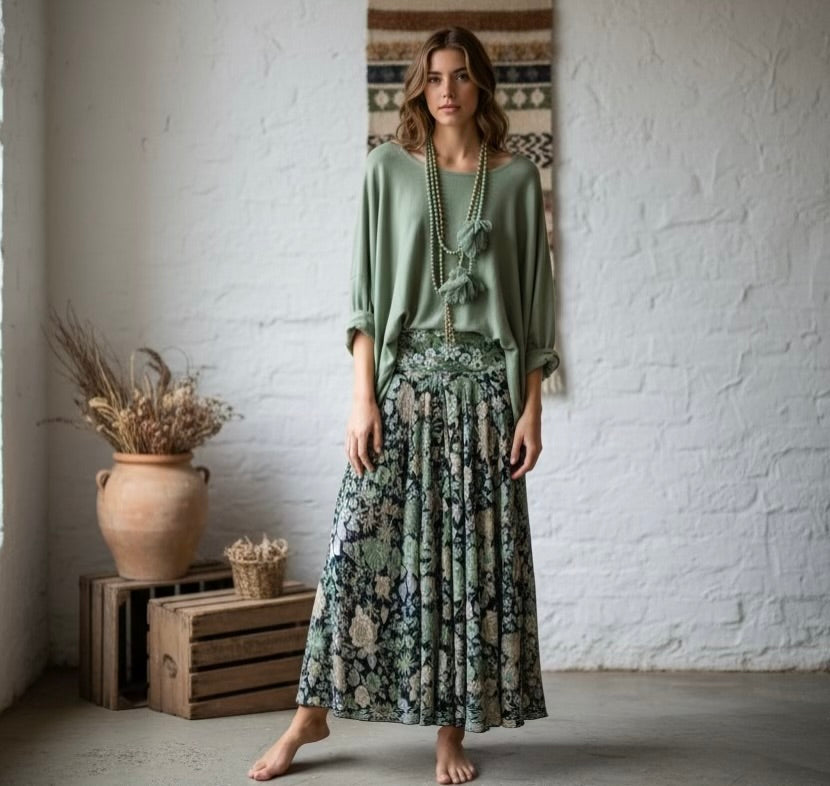 Falda pantalón "India Flores"