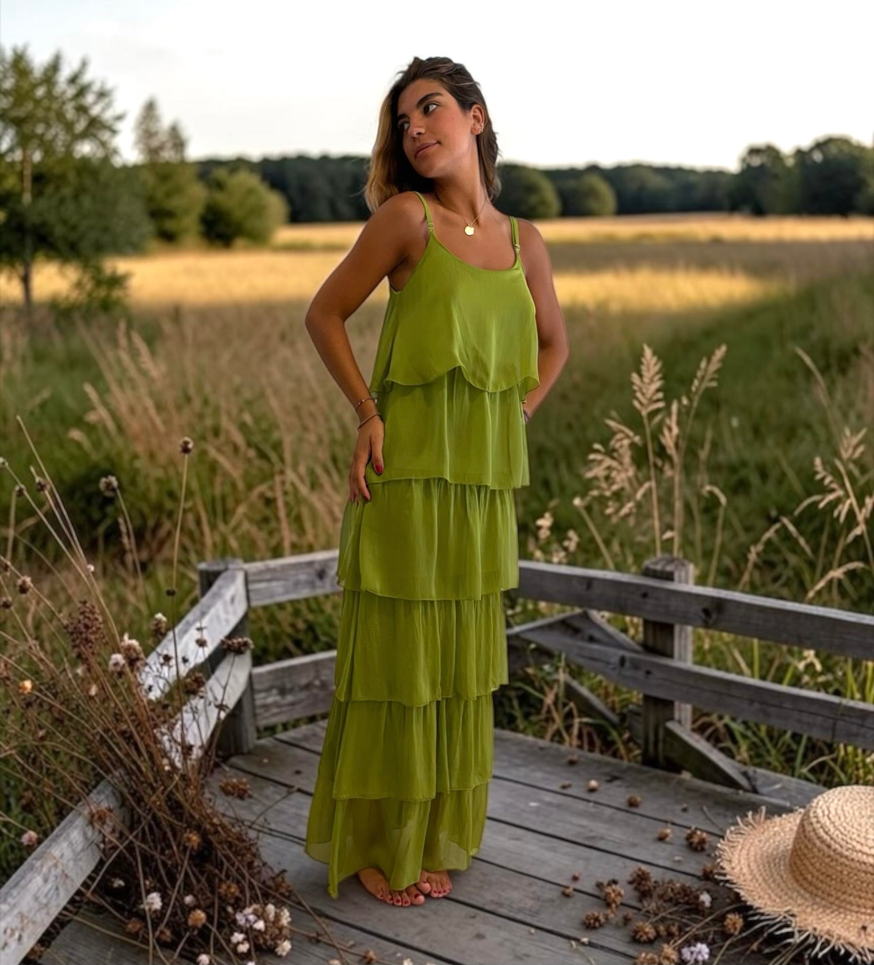 Vestido "Málaga" oliva