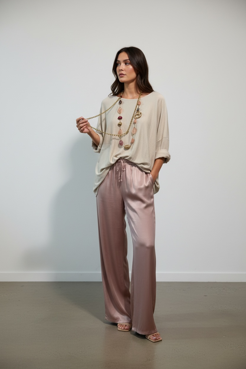 Pantalón "Mireia" rosa nude