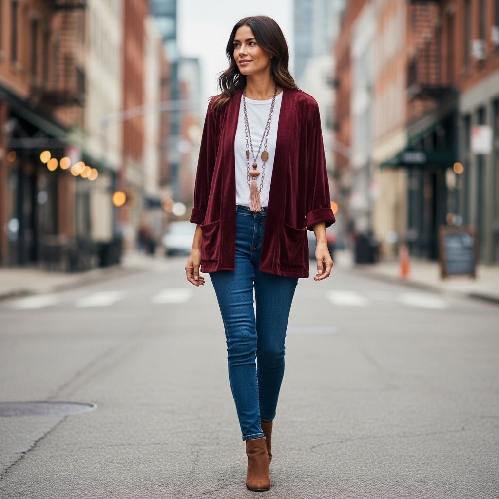 Chaqueta/kimono "Giá" granate