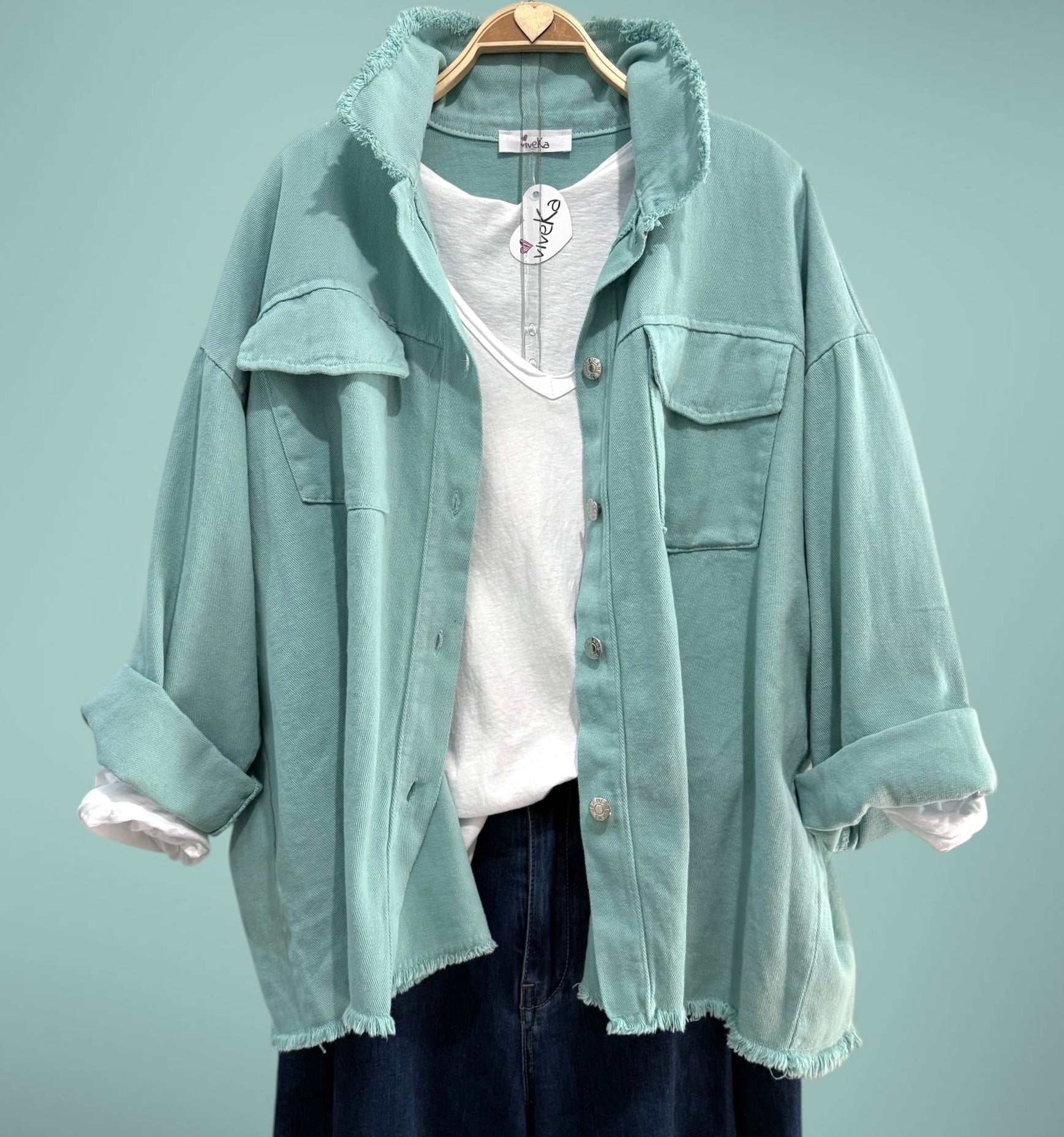 Sobrecamisa "Mafalda" verde turquesa suave