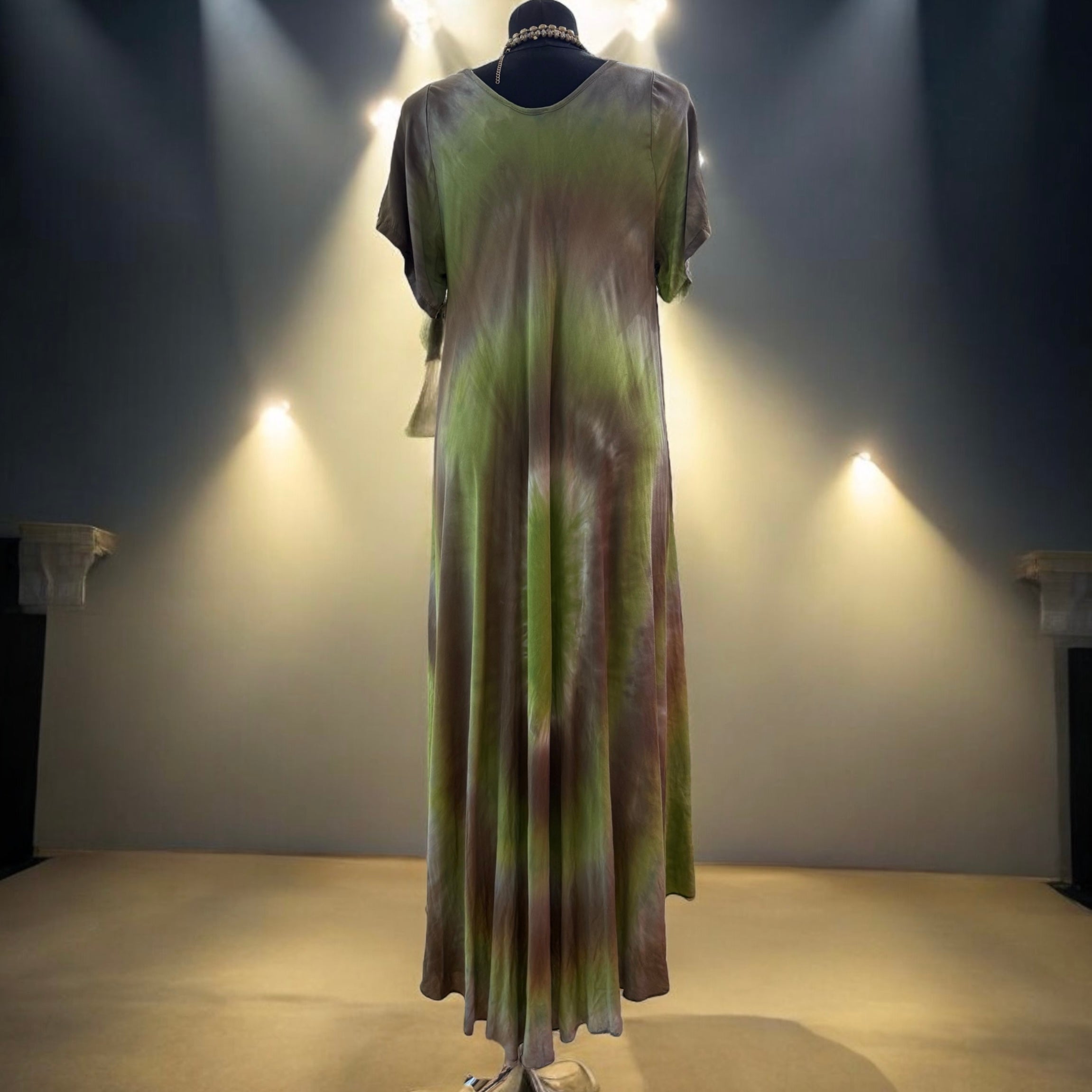 Vestido "Jasmine" verde y topo