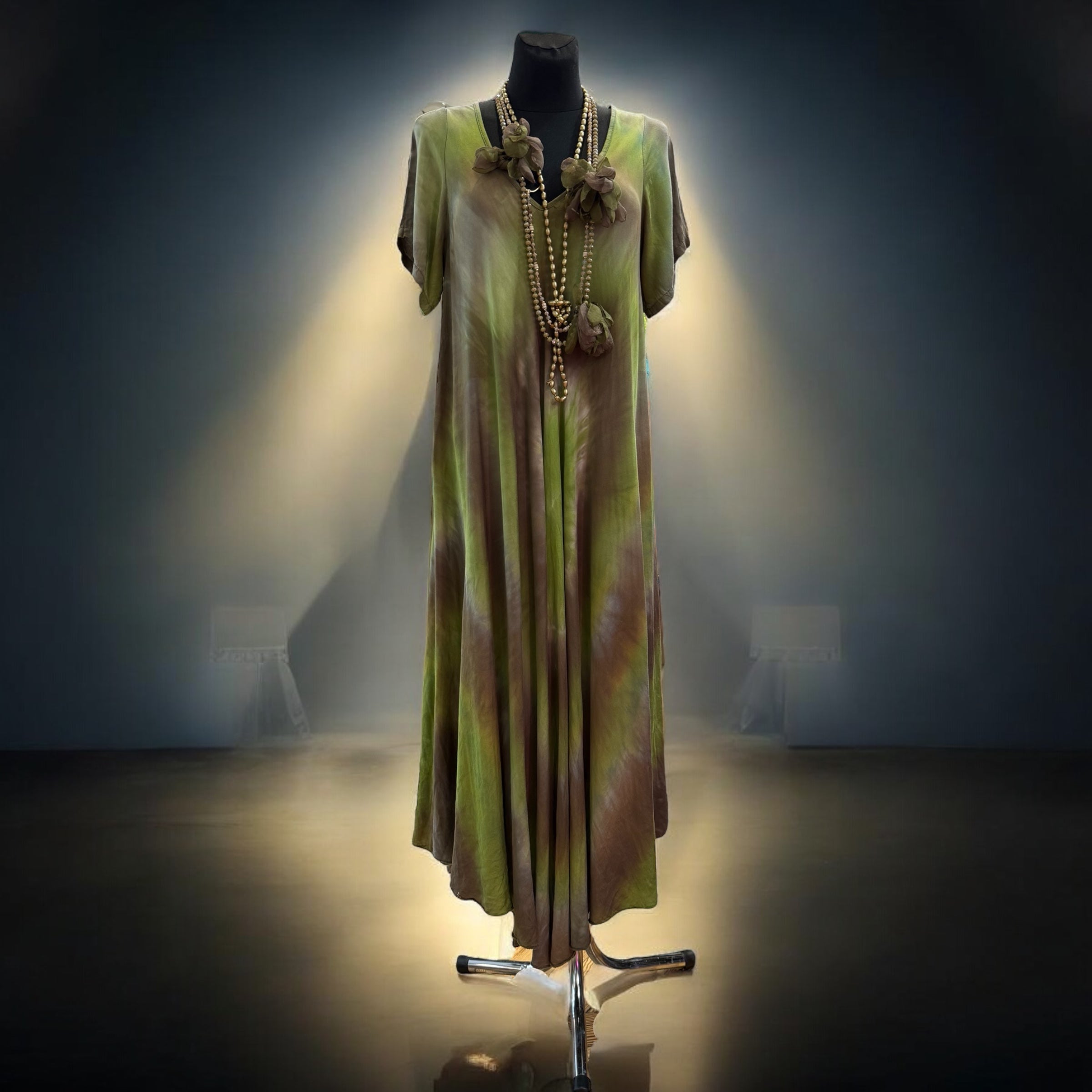 Vestido "Jasmine" verde y topo