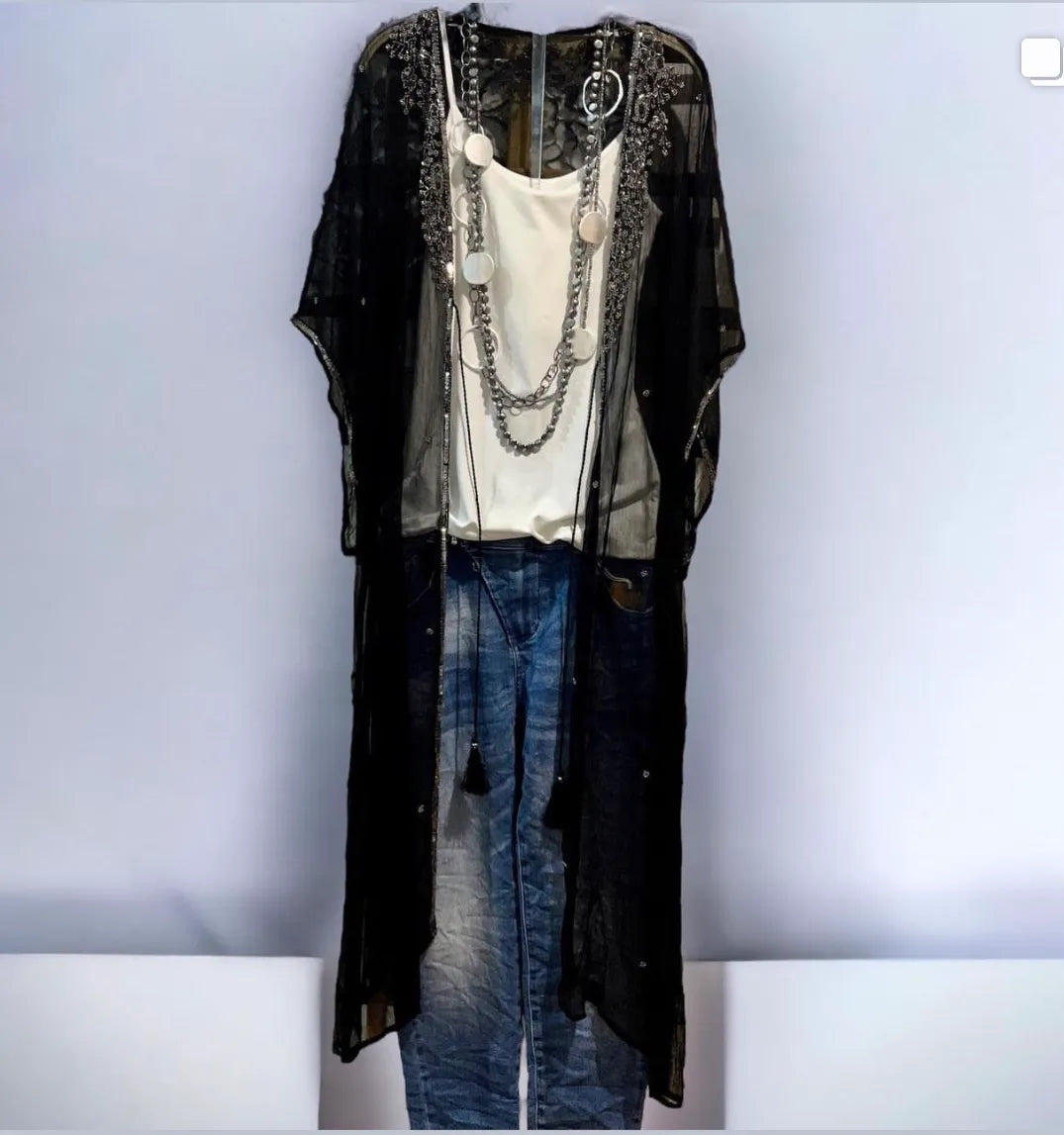 Kimono “Sherezade” negro y plata