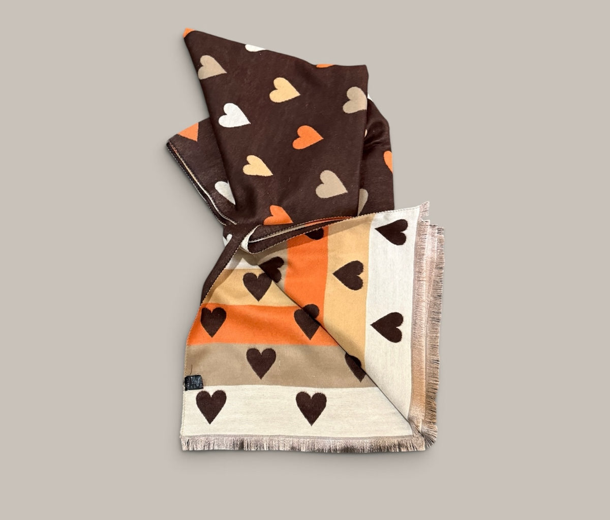Fulard "Corazones" chocolate y ocres