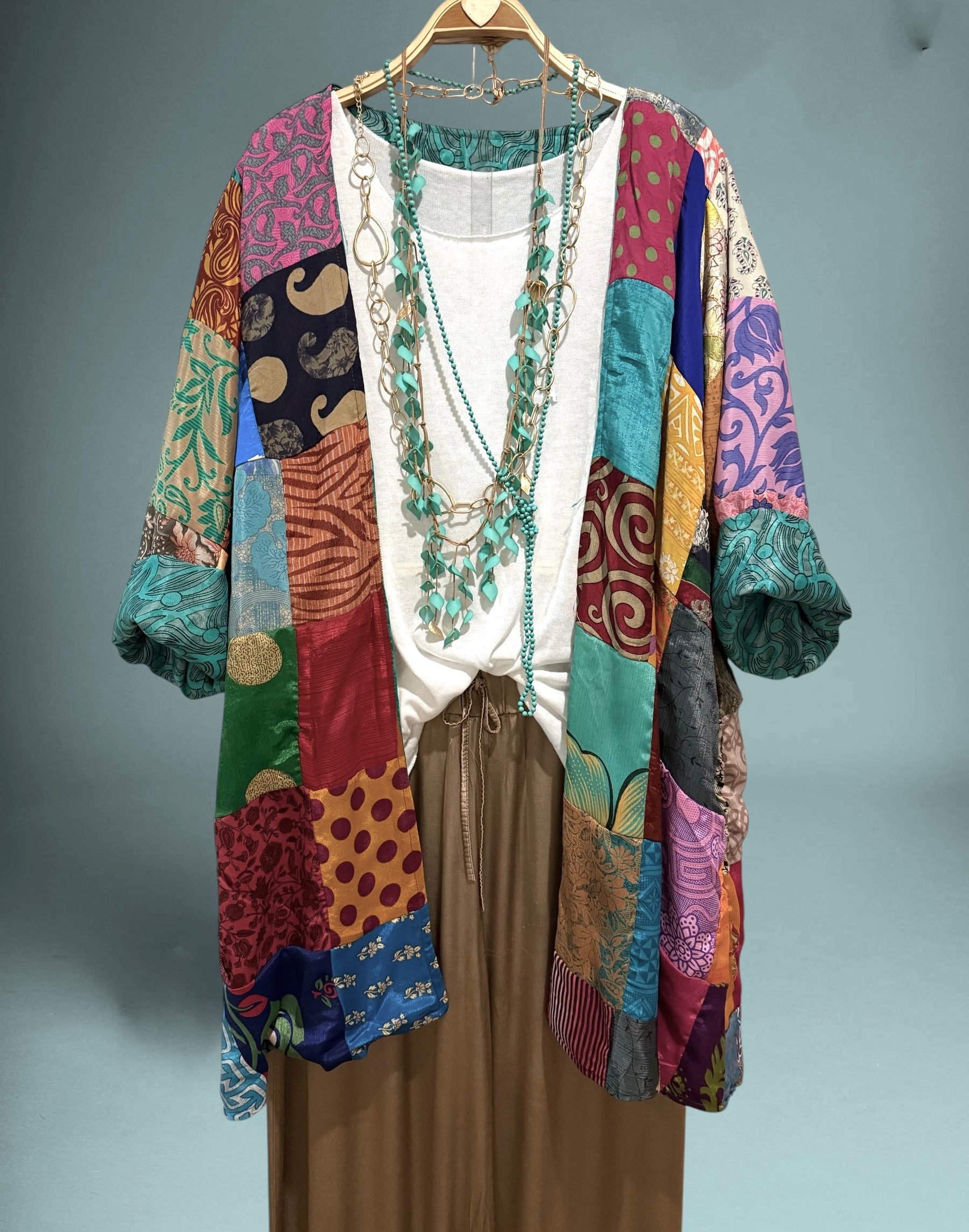 Kimono "Shalimar Patchwork y Turquesas"