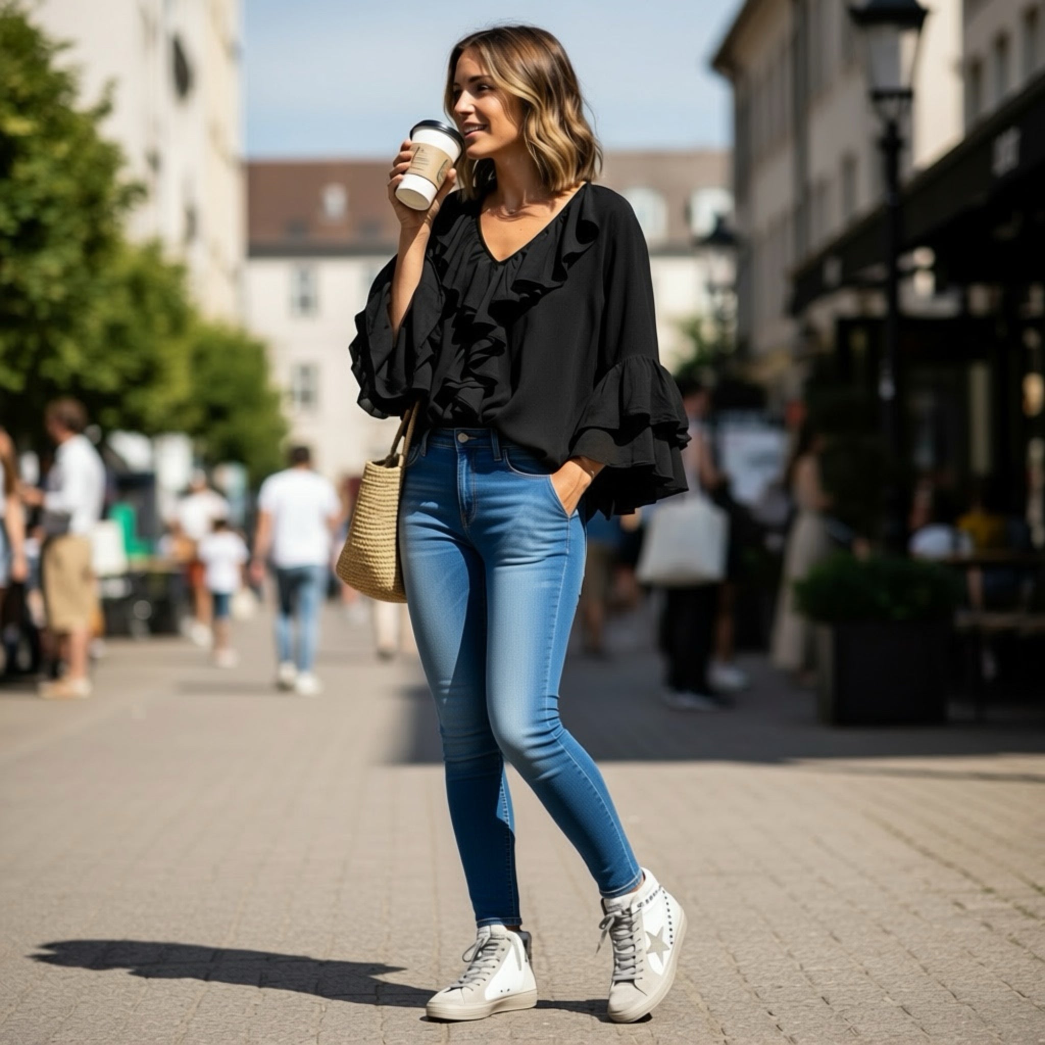 Camiseta "Boho Chic" negro