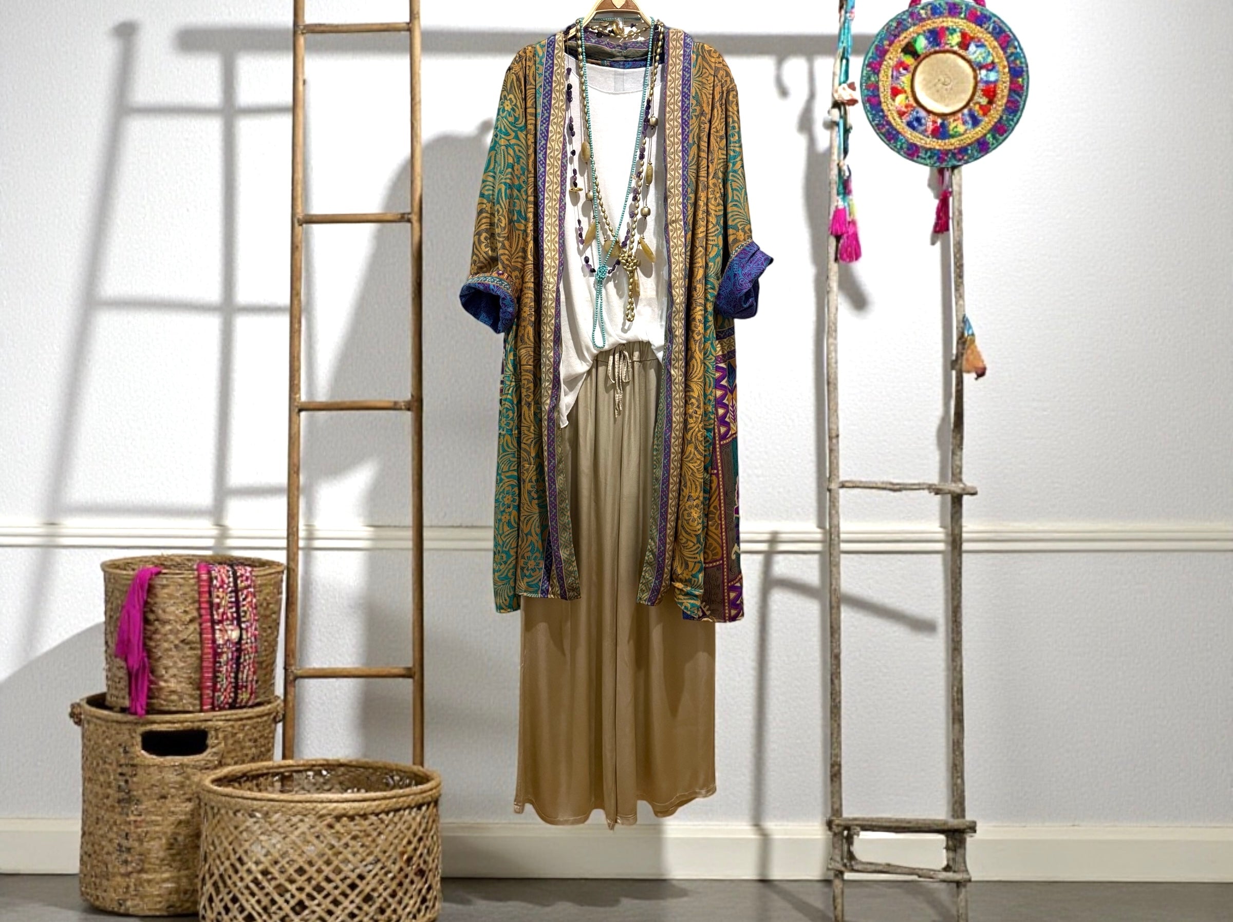 Kimono "Indira Malvas y Turquesas"